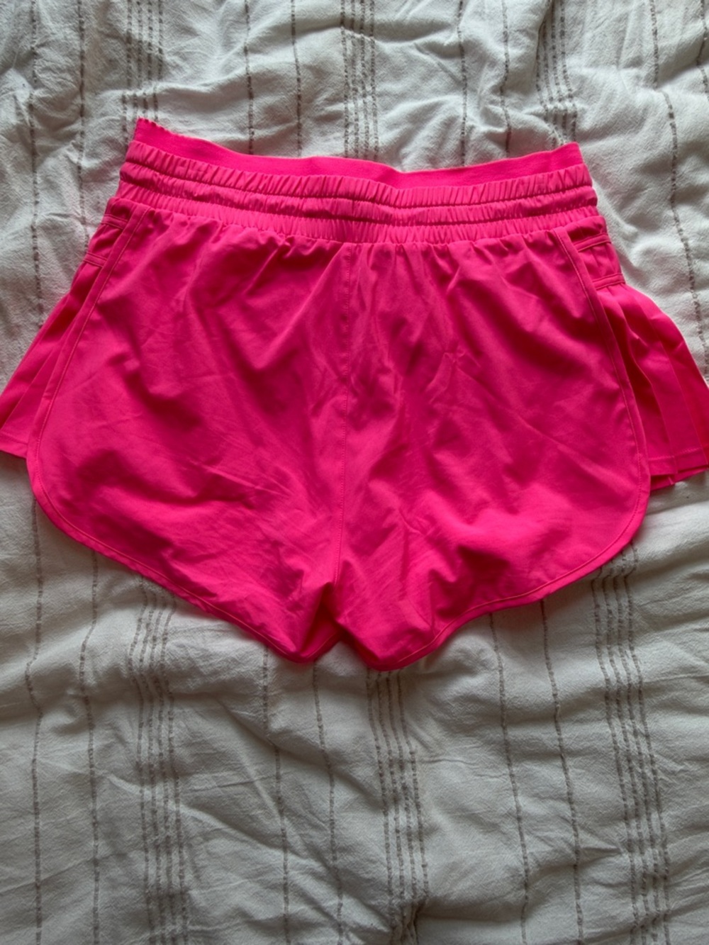 Women's Hot Pink Athletic Shorts with Side Pleats - Picture 4 of 4